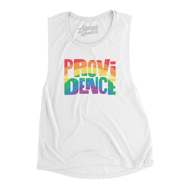 Providence Rhode Island Pride Women's Flowey Scoopneck Muscle Tank-White-Allegiant Goods Co. Vintage Sports Apparel