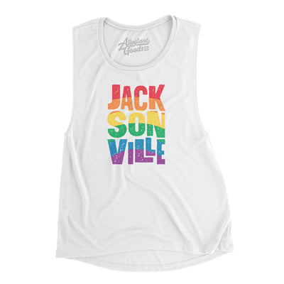 Jacksonville Florida Pride Women's Flowey Scoopneck Muscle Tank-White-Allegiant Goods Co. Vintage Sports Apparel