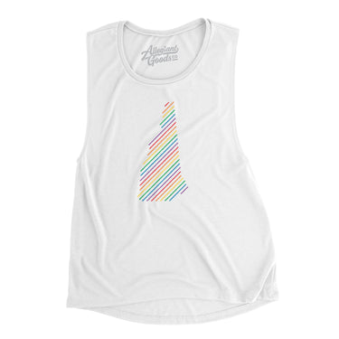 New Hampshire Pride State Flowey Scoopneck Muscle Tank-White-Allegiant Goods Co. Vintage Sports Apparel