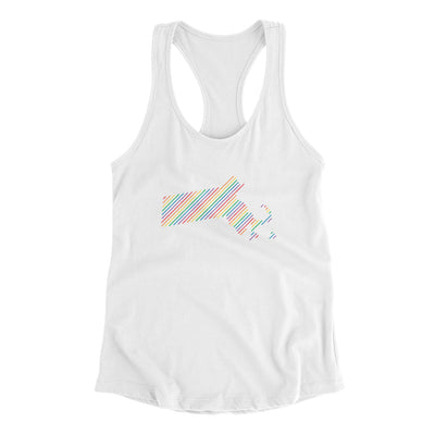 Massachusetts Pride State Women's Racerback Tank-White-Allegiant Goods Co. Vintage Sports Apparel