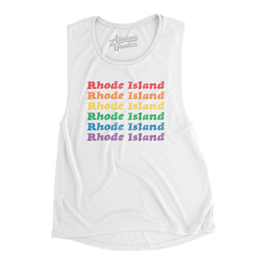 Rhode Island Pride Women's Flowey Scoopneck Muscle Tank-White-Allegiant Goods Co. Vintage Sports Apparel