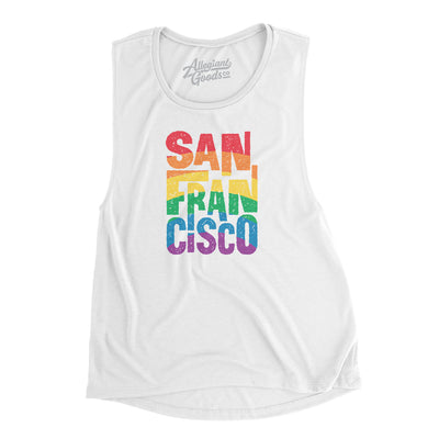 San Francisco California Pride Women's Flowey Scoopneck Muscle Tank-White-Allegiant Goods Co. Vintage Sports Apparel