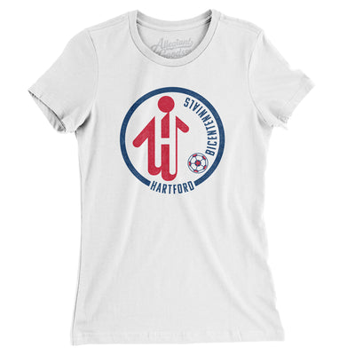 Hartford Bicentennials Soccer Women's T-Shirt-White-Allegiant Goods Co. Vintage Sports Apparel