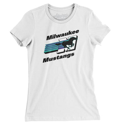 Milwaukee Mustangs Arena Football Women's T-Shirt-White-Allegiant Goods Co. Vintage Sports Apparel