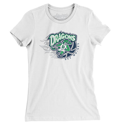 Des Moines Dragons Basketball Women's T-Shirt-White-Allegiant Goods Co. Vintage Sports Apparel