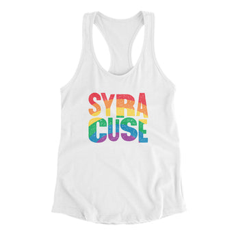 Syracuse New York Pride Women's Racerback Tank-White-Allegiant Goods Co. Vintage Sports Apparel
