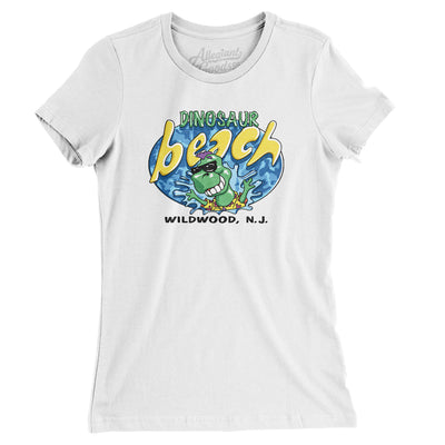 Dinosaur Beach Pier Amusement Park Women's T-Shirt-White-Allegiant Goods Co. Vintage Sports Apparel