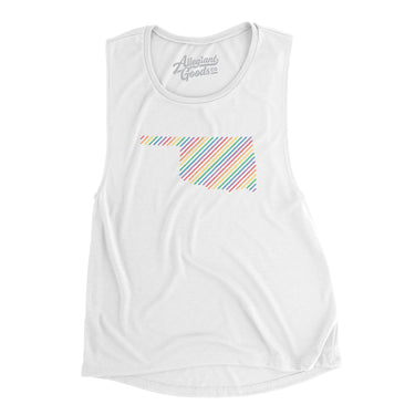 Oklahoma Pride State Flowey Scoopneck Muscle Tank-White-Allegiant Goods Co. Vintage Sports Apparel
