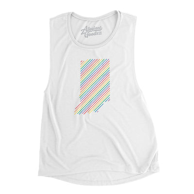Indiana Pride State Flowey Scoopneck Muscle Tank-White-Allegiant Goods Co. Vintage Sports Apparel