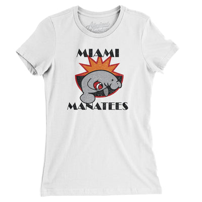 Miami Manatees Football Women's T-Shirt-White-Allegiant Goods Co. Vintage Sports Apparel