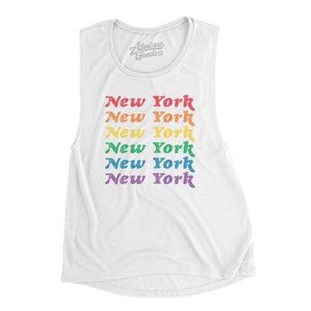 New York Pride Women's Flowey Scoopneck Muscle Tank-Allegiant Goods Co. Vintage Sports Apparel