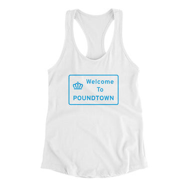 Welcome To Poundtown Women's Racerback Tank-Allegiant Goods Co. Vintage Sports Apparel