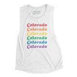 Colorado Pride Women's Flowey Scoopneck Muscle Tank-White-Allegiant Goods Co. Vintage Sports Apparel