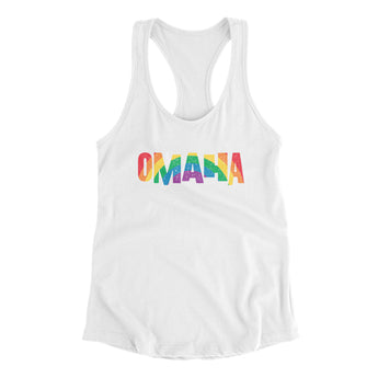 Omaha Nebraska Pride Women's Racerback Tank-White-Allegiant Goods Co. Vintage Sports Apparel