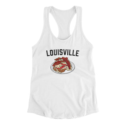 Louisville Hot Brown Women's Racerback Tank-White-Allegiant Goods Co. Vintage Sports Apparel