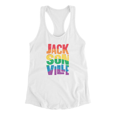 Jacksonville Florida Pride Women's Racerback Tank-White-Allegiant Goods Co. Vintage Sports Apparel
