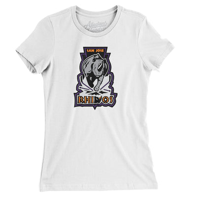 San Jose Rhinos Roller Hockey Women's T-Shirt-White-Allegiant Goods Co. Vintage Sports Apparel