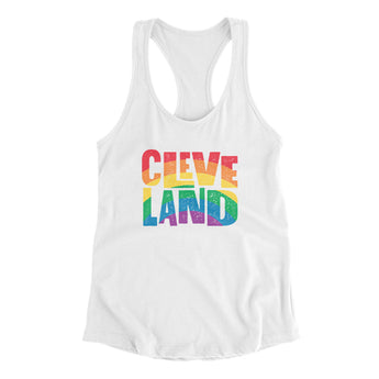 Cleveland Ohio Pride Women's Racerback Tank-White-Allegiant Goods Co. Vintage Sports Apparel