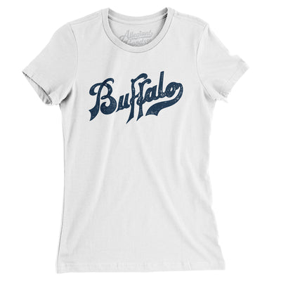 Buffalo Blues Baseball Women's T-Shirt-White-Allegiant Goods Co. Vintage Sports Apparel