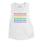 Pennsylvania Pride Women's Flowey Scoopneck Muscle Tank-White-Allegiant Goods Co. Vintage Sports Apparel