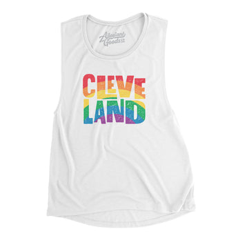 Cleveland Ohio Pride Women's Flowey Scoopneck Muscle Tank-White-Allegiant Goods Co. Vintage Sports Apparel
