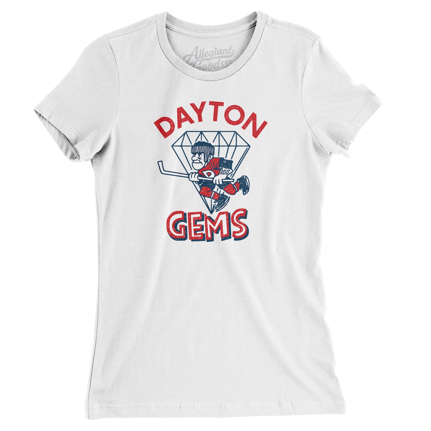 Dayton Gems Hockey Women's T-Shirt-White-Allegiant Goods Co. Vintage Sports Apparel