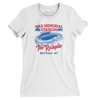 Buffalo War Memorial Stadium Women's T-Shirt-White-Allegiant Goods Co. Vintage Sports Apparel