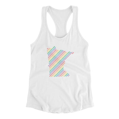 Minnesota Pride State Women's Racerback Tank-White-Allegiant Goods Co. Vintage Sports Apparel