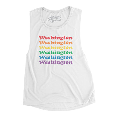 Washington Pride Women's Flowey Scoopneck Muscle Tank-White-Allegiant Goods Co. Vintage Sports Apparel