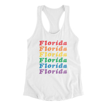 Florida Pride Women's Racerback Tank-White-Allegiant Goods Co. Vintage Sports Apparel