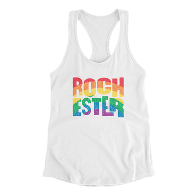 Rochester New York Pride Women's Racerback Tank-White-Allegiant Goods Co. Vintage Sports Apparel