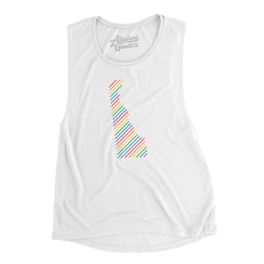 Delaware Pride State Flowey Scoopneck Muscle Tank-Allegiant Goods Co. Vintage Sports Apparel