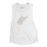 West Virginia Pride State Flowey Scoopneck Muscle Tank-White-Allegiant Goods Co. Vintage Sports Apparel