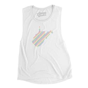 West Virginia Pride State Flowey Scoopneck Muscle Tank-White-Allegiant Goods Co. Vintage Sports Apparel