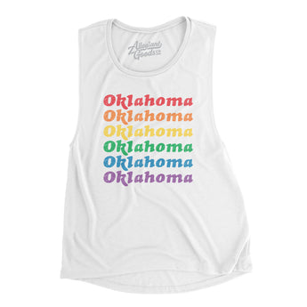 Oklahoma Pride Women's Flowey Scoopneck Muscle Tank-White-Allegiant Goods Co. Vintage Sports Apparel