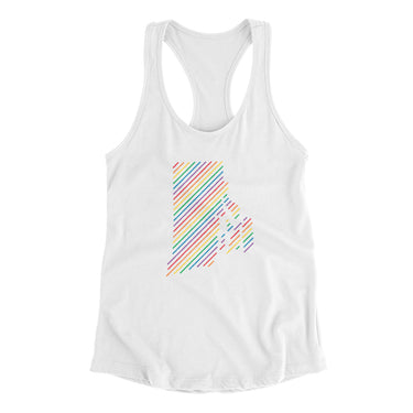 Rhode Island Pride State Women's Racerback Tank-White-Allegiant Goods Co. Vintage Sports Apparel