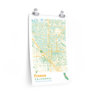 Fresno California City Street Map Poster-12″ × 18″-Allegiant Goods Co. Vintage Sports Apparel
