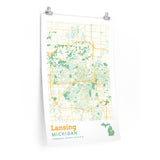 Lansing Michigan City Street Map Poster-Allegiant Goods Co. Vintage Sports Apparel