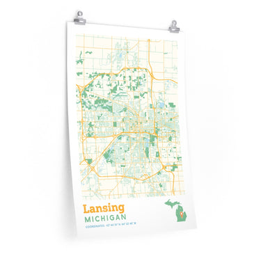 Lansing Michigan City Street Map Poster-Allegiant Goods Co. Vintage Sports Apparel