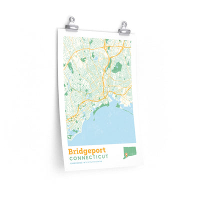 Bridgeport Connecticut City Street Map Poster-12″ × 18″-Allegiant Goods Co. Vintage Sports Apparel