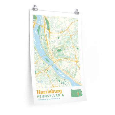 Harrisburg Pennsylvania City Street Map Poster-20″ × 30″-Allegiant Goods Co. Vintage Sports Apparel
