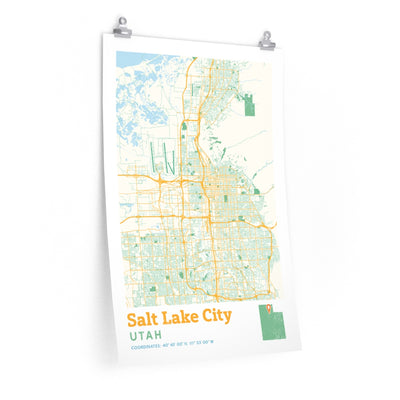 Salt Lake City Utah City Street Map Poster-20″ × 30″-Allegiant Goods Co. Vintage Sports Apparel