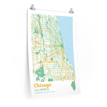 Chicago Illinois City Street Map Poster-Allegiant Goods Co. Vintage Sports Apparel