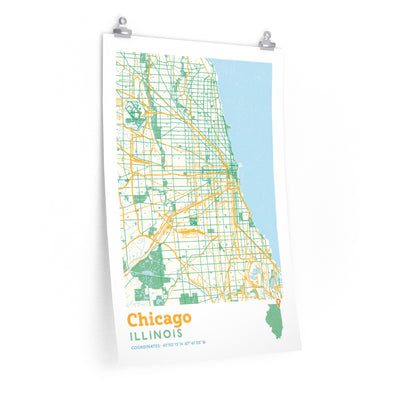 Chicago Illinois City Street Map Poster-20″ × 30″-Allegiant Goods Co. Vintage Sports Apparel