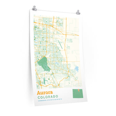 Aurora Colorado City Street Map Poster-Allegiant Goods Co. Vintage Sports Apparel