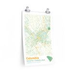 Columbia South Carolina City Street Map Poster-Allegiant Goods Co. Vintage Sports Apparel