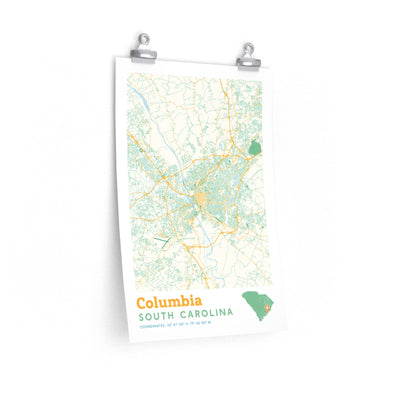 Columbia South Carolina City Street Map Poster-12″ × 18″-Allegiant Goods Co. Vintage Sports Apparel
