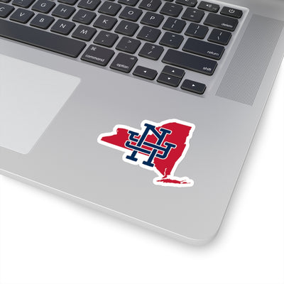 New York Home State Sticker (Red & Navy Blue)-3x3"-Allegiant Goods Co. Vintage Sports Apparel