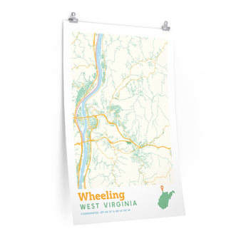 Wheeling West Virginia City Street Map Poster-24″ × 36″-Allegiant Goods Co. Vintage Sports Apparel