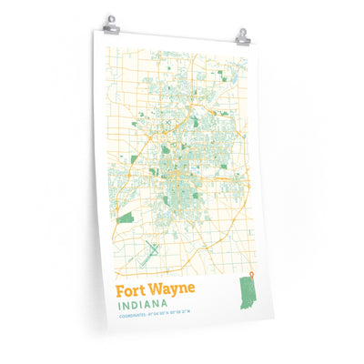 Fort Wayne Indiana City Street Map Poster-20″ × 30″-Allegiant Goods Co. Vintage Sports Apparel